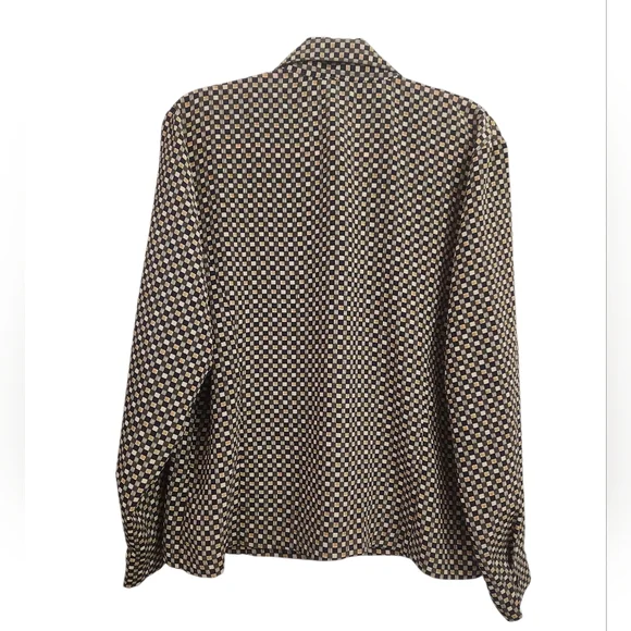 Vintage Panther Geometric Black Beige Patterned Button-Up Shirt Size 14 P2P 24" - Picture 5 of 6